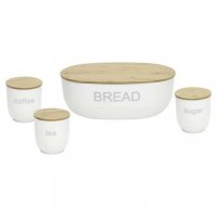 Сет кутия за хляб и 3 канистера, снимка 5 - Аксесоари за кухня - 34502693