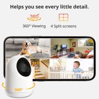 SwitchBot Baby Monitor 2K вътрешна камера,Pan Tilt ,360°нощно виждане,двупосочно аудио,2.4G Wi-Fi, снимка 2 - Камери - 40250178