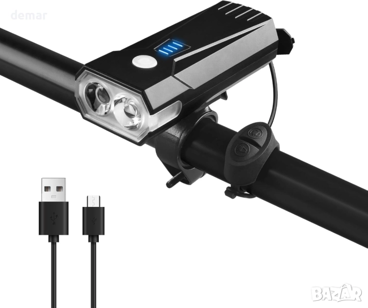 Велосипедна светлина LOUIKAY, LED ултра ярка, 5 режима, 5000 mAh, снимка 1