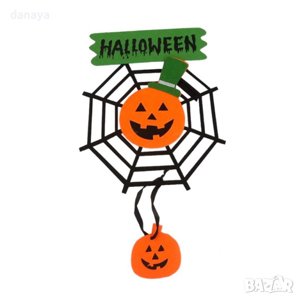 4101 Висяща декорация за Хелоуин Тиква с паяжина, снимка 1