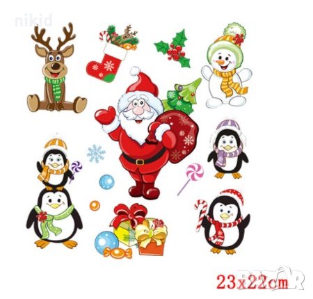 Дядо Коледа пингвин елф Снежко Коледни лист термо апликация картинка за дреха блуза чанта, снимка 1