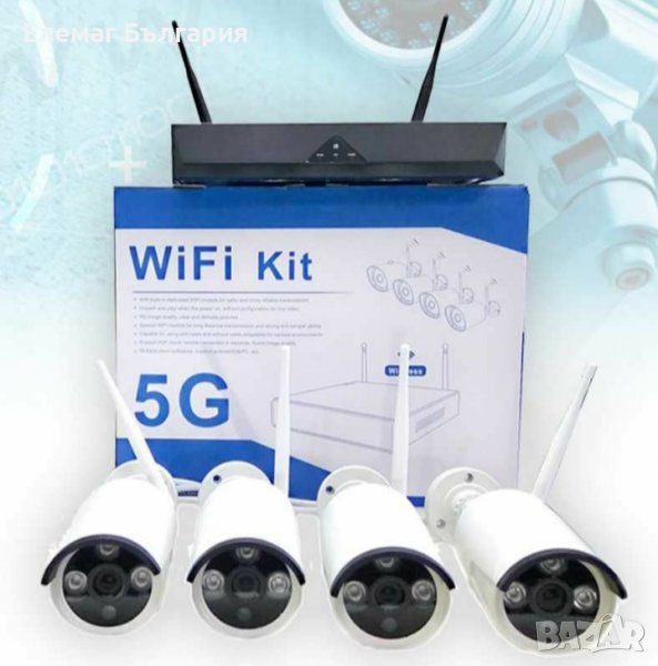 ПРОМО комплект 4 IP камери -4 канална WiFi NVR+Wireless камери 5G, снимка 1