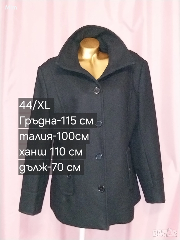 44 Дамско ,късо ,черно палто , снимка 1