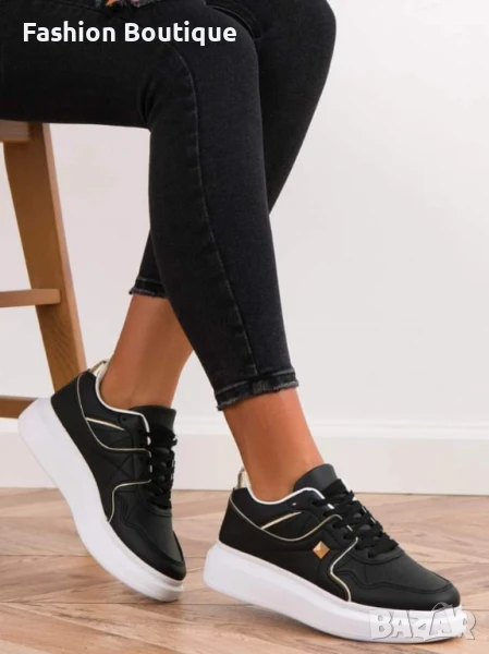 Може ли дамски маратонки с бяла подметка и златисти елементи, снимка 1