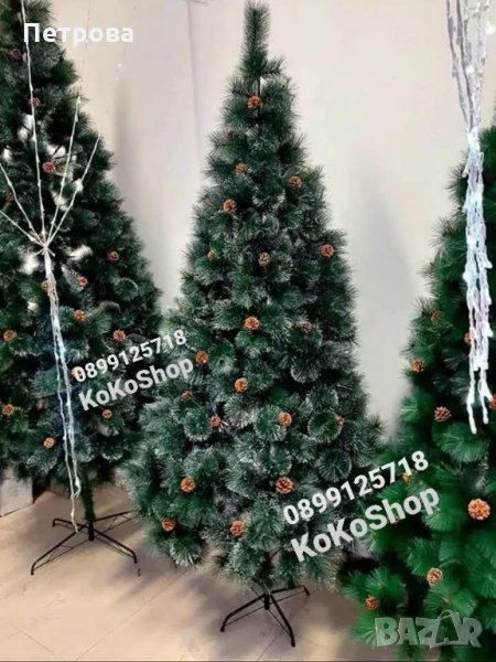 Елха/Изкуствена коледна елха/Елха с шишарки и бели връхчета , снимка 1