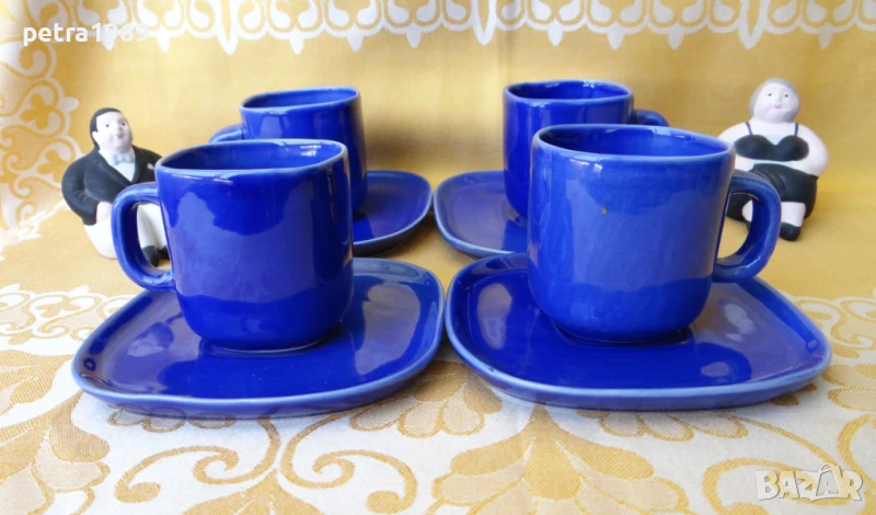 Двойни сетове в прекрасно кралско синьо на HABITAT RIVELI с нетипична форма, снимка 1