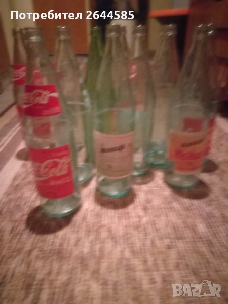 Стъклени бутилки от старото олио и от старите еднолитрови  , снимка 1