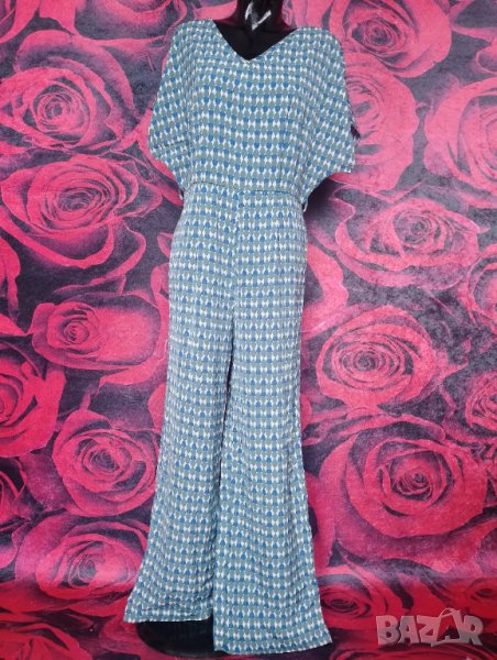 Нов фееричен дълъг гащеризон в бяло, зелено и синьо ХЛ, снимка 1