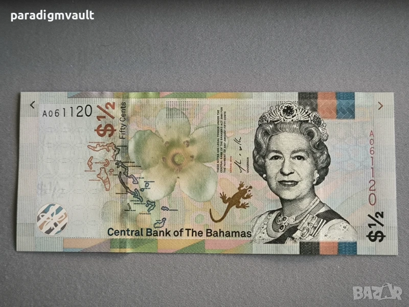Банкнота - Бахами - 1/2 (половин) долар UNC | 2019г., снимка 1