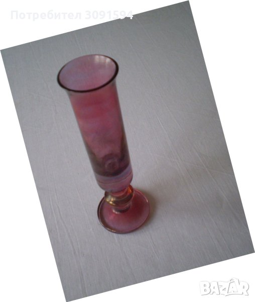  Ръчно издухана стъклена ваза с боровинков цвят, снимка 1