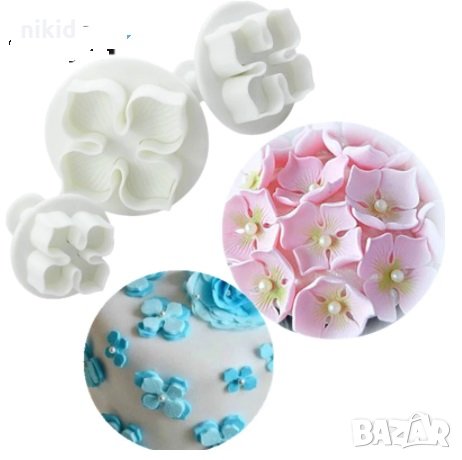 цвете хортензия форми резци с бутало за украса декор торта с фондан резец форма, снимка 1