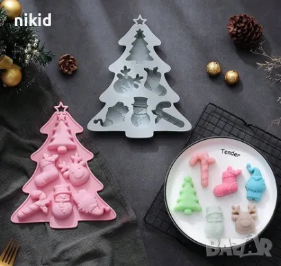 Елен джудже гном снежен човек елха бастун коледни коледен силиконов молд форма фондан шоколад гипс , снимка 1