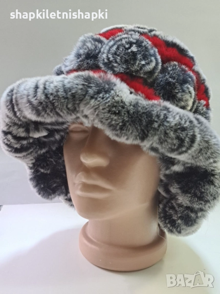 Дамска шапка лукс, тип ушанка Чинчила - 118, снимка 1