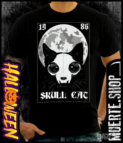 Тениска с щампа SKULL CAT, снимка 1