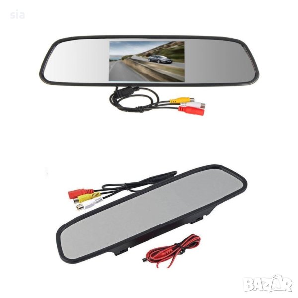 Огледало монитор за кола, огледало за обратно виждане, вграден дисплей, 4,3 инча, снимка 1