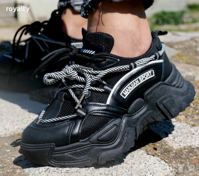 Черни стилни дамски маратонки , снимка 1