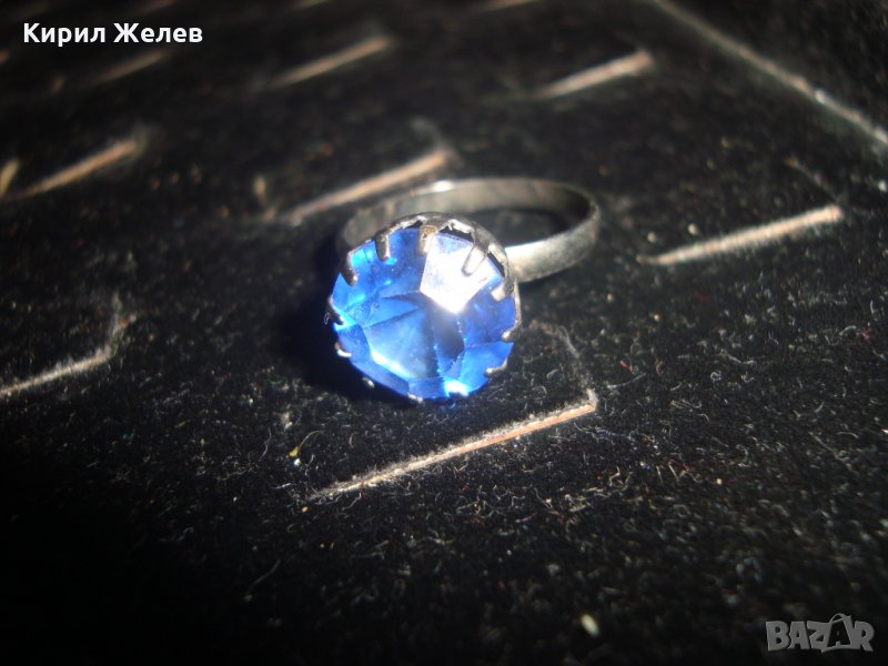 ПОСРЕБРЕН САПФИРЕН ПРЪСТЕН ВИНТИДЖ МОДЕЛ АРТ-ДЕКО СТИЛ 12615, снимка 1