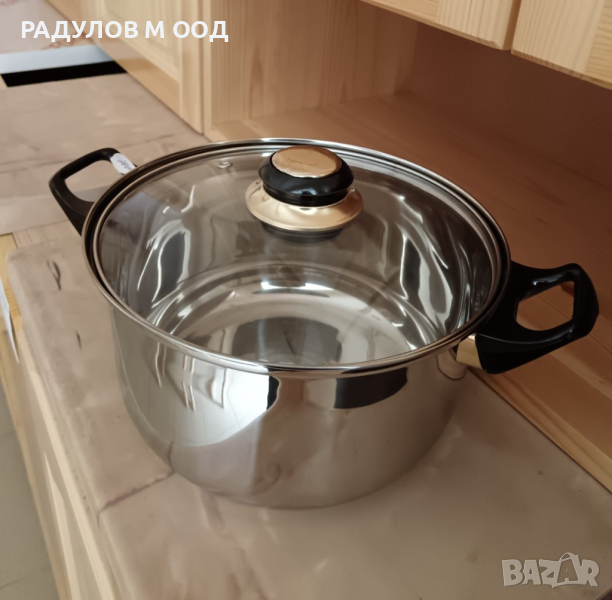 Тенджера неръждаема стомана 3 литра, стъклен капак, снимка 1