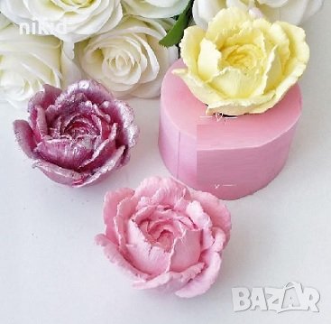 3D висока голяма роза цъфнали листа силиконов молд форма гипс шоколад сапун свещ смола, снимка 1