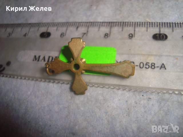 СТАРИНЕН ОРНАМЕНТИРАН РЕТРО БРОНЗОВ НАГРЪДЕН КРЪСТ с ПОЗЛАТА и ФАСЕТИРАН ЦИРКОН КРИСТАЛ 29492, снимка 9 - Антикварни и старинни предмети - 37793719