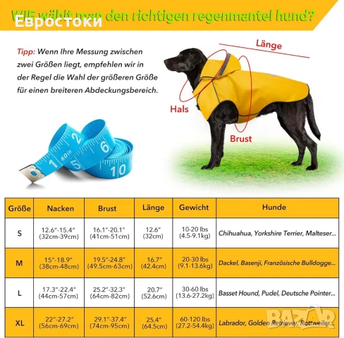 DQGHQME Дъждобран за кучета със светлоотразителни ленти, регулируем, с качулка, снимка 6 - За кучета - 50704330