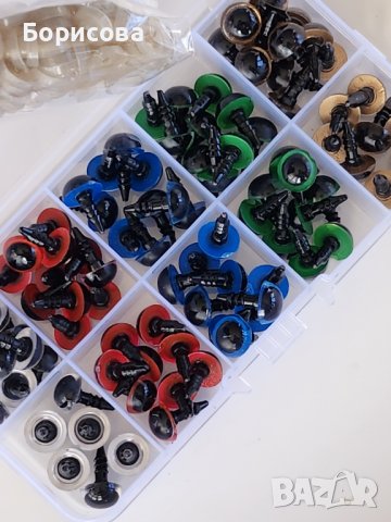 Кутии 100бр  цветни очички на винт  за плетени играчки,  амигуруми , снимка 2 - Други - 39726900