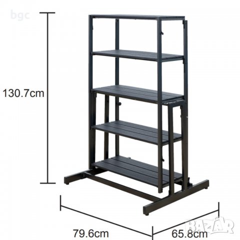 НОВА 4-в-1 Градинска Маса+Стелаж+Рафт King, 147x76x73 см, Черен, снимка 2 - Градински мебели, декорация  - 39982841
