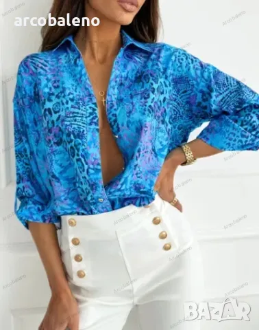 Дамска елегантна риза с щампи, 6цвята , снимка 15 - Ризи - 42381099