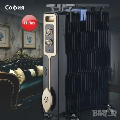 Радиатор,2500W,11 ребра,3 степени,Поставка за дрехи,Регулируем термостат, снимка 6 - Радиатори - 47591306