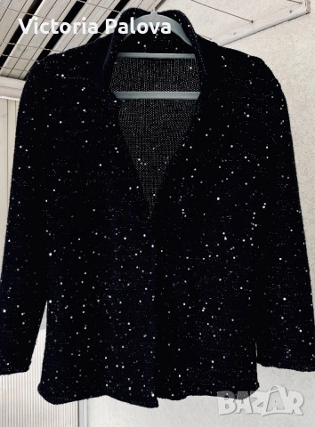 Модна къща MaxMara Weekend черна жилетка с пайети, снимка 7 - Жилетки - 53375837