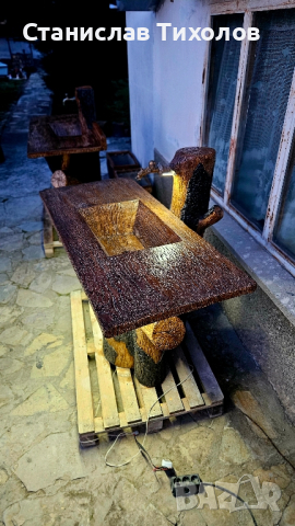 Градински чешми от щампован бетон с осветление