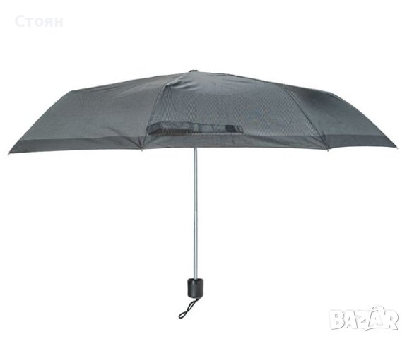 Чадър за дъжд Ръчен черен сив кариран 24см, снимка 2 - Други - 42877455