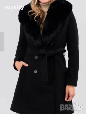 Дамско елегантно черно палто