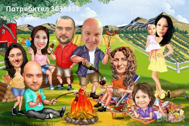  подарък карикатура шарж за рожден ден дипломиране юбилей сватба кръщене и всякакъв повод, снимка 9 - Картини - 33792601