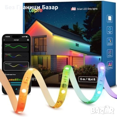 Нова AI смарт LED лента 5метра RGBW IC IP65 външно осветление дом къща