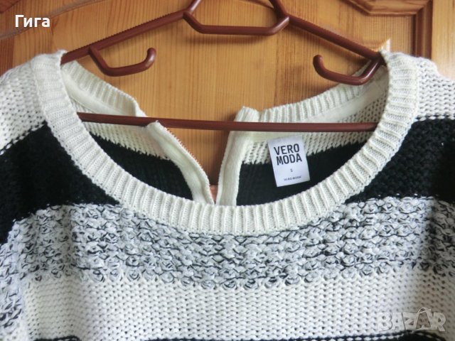 пуловер черно и бяло с цип, снимка 3 - Блузи с дълъг ръкав и пуловери - 37372428