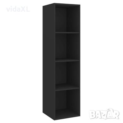 vidaXL ТВ шкаф за стенен монтаж, черен, 37x37x142,5 см, ПДЧ(, снимка 1