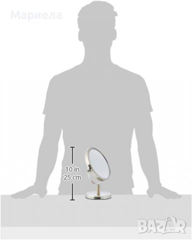 Козметично огледало Amazon Basics - Double-sided modern cosmetic mirror, Nikel, снимка 5 - Друго оборудване - 38863411