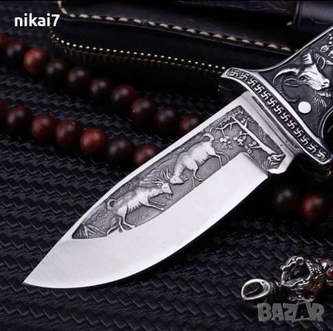 сгьваем нож джобен+кальф естествена кожа за колан ловен луксозен, снимка 4 - Ножове - 42081606