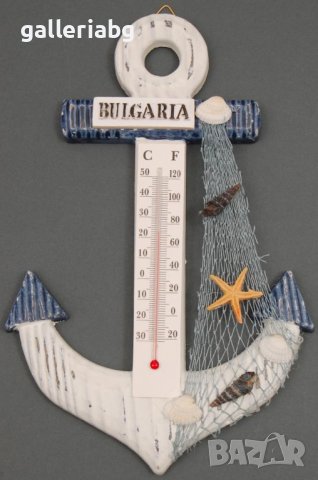 Морски сувенирен термометър, котва - Bulgaria
