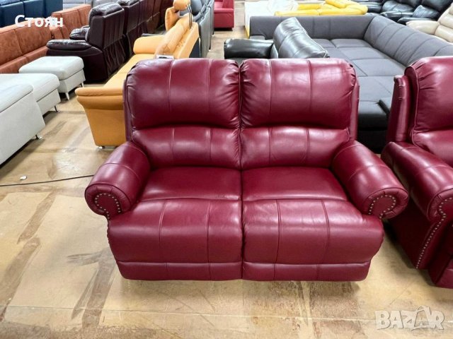 Червени дивани две двойки - естествена кожа, снимка 3 - Дивани и мека мебел - 39711833