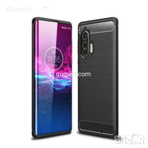  Motorola Moto Edge + Карбонов удароустойчив гръб , снимка 3 - Калъфи, кейсове - 30460348