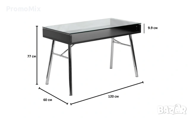 Бюро Flash Furniture Brettford NAN-JN-2966-GG Бюро с плот от закалено стъкло Работна маса Офис бюро , снимка 8 - Бюра - 54216673