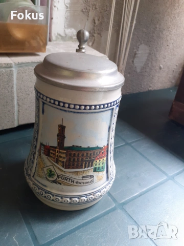 Немска халба за бира Gerzit, снимка 2 - Антикварни и старинни предмети - 53323629