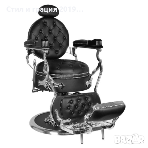 Бръснарски стол Gabbiano Cesare Silver black, снимка 2 - Бръснарски столове - 44617646