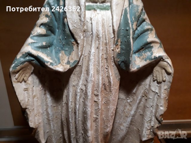 Стара статуетка, фигура, Дева Мария, вис. 58 см., снимка 3 - Антикварни и старинни предмети - 31987901