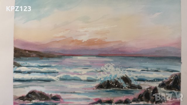 КАРТИНА МОРСКИ ПЕЙЗАЖ смесена техника / Л.КАЦАРОВ, снимка 2 - Картини - 29111257