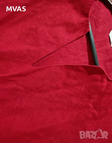 Дамска ленена червена блуза S размер, снимка 3 - Блузи с дълъг ръкав и пуловери - 51609856