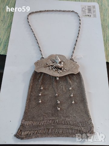 Сребърна дамска чантичка(уникат-сребро 800 проба), снимка 3 - Антикварни и старинни предмети - 38527562