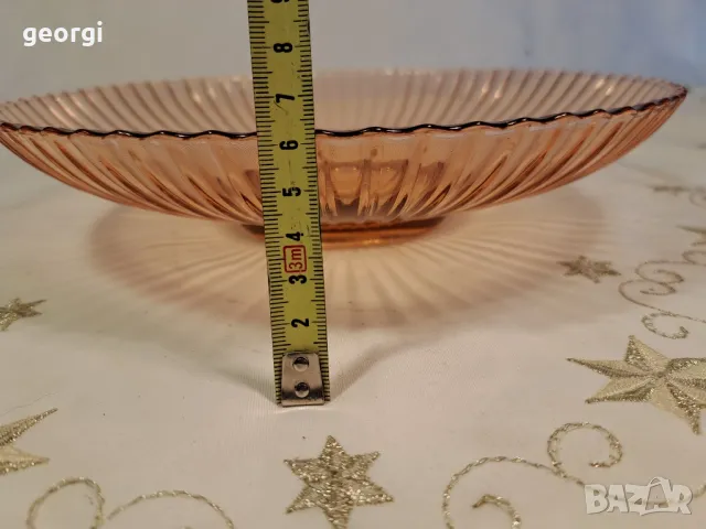 стъклена купа фруктиера от розово стъкло 25/5, снимка 6 - Аксесоари за кухня - 50341230